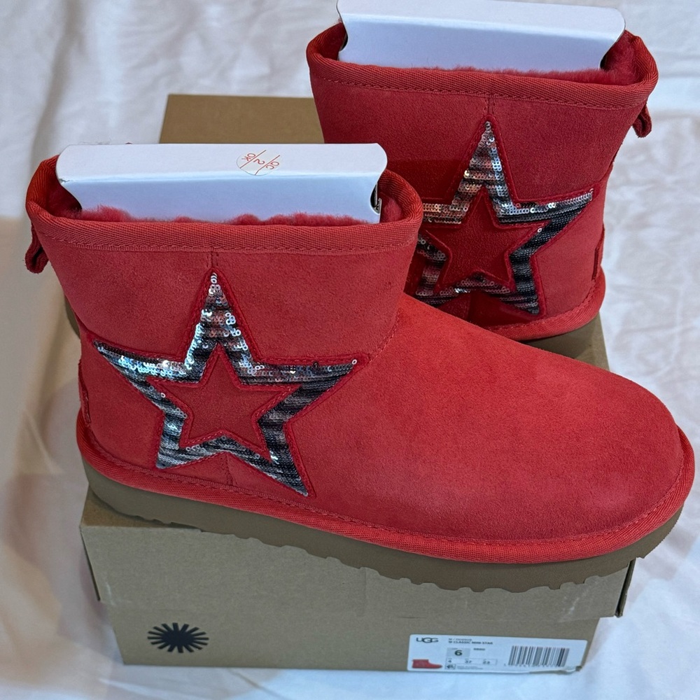 NEW UGG Red Star Sequin Boots